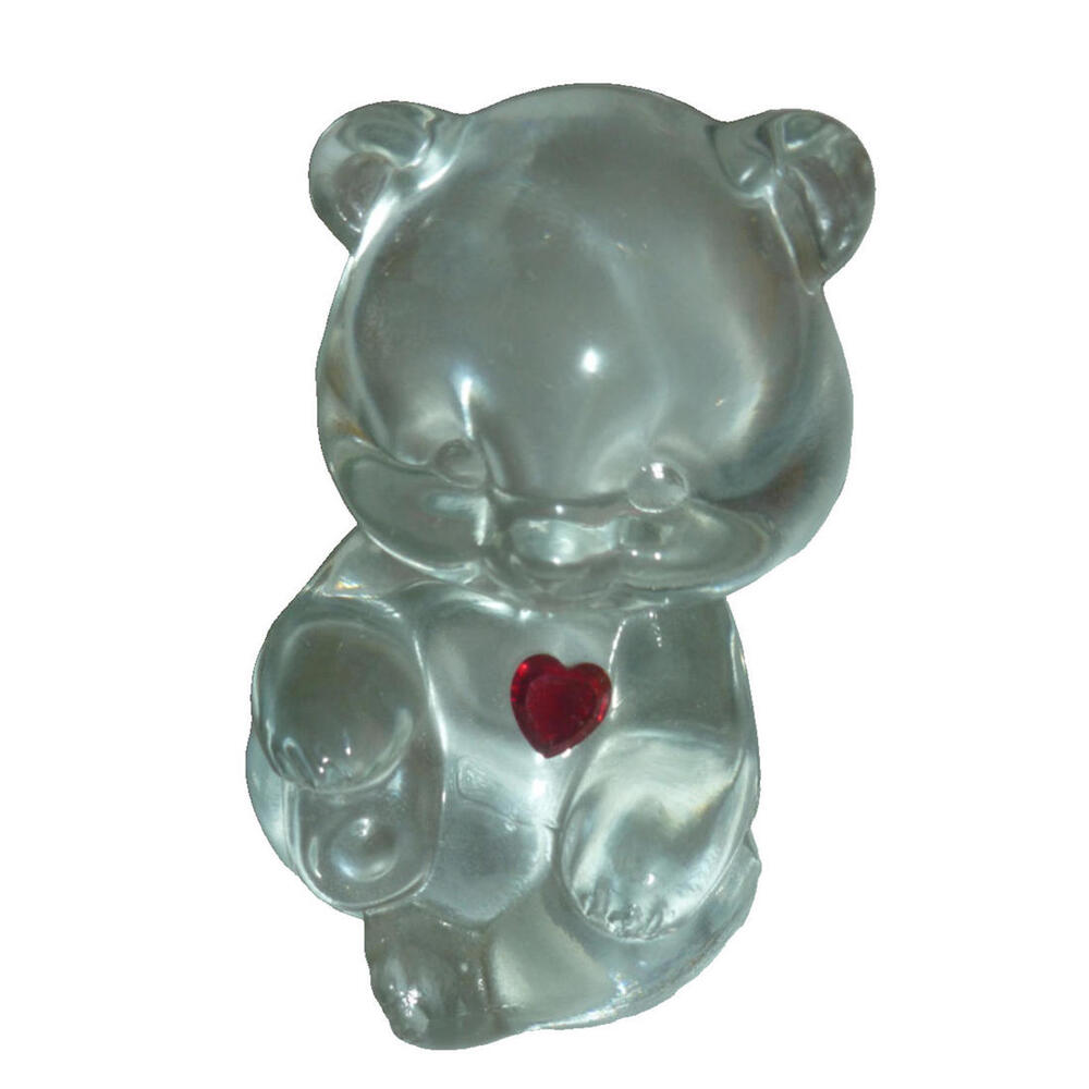 Vintage Fenton Art Glass Birthday‎ Bear Ruby Red Heart July Birthstone 3.5"